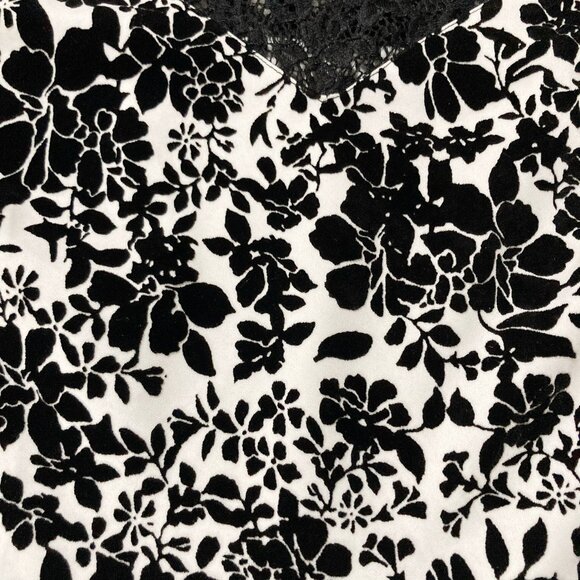 SLOANE & SADIE Black white flocked floral print sleeveless peplum top LARGE XL - Picture 4 of 15